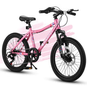 Forbidden to Sell on Temu 20 Inch Kids Mountain Bike, 7-Speed Boys Girls Bicycle with Front Suspension, Disc & V-Brake, 
