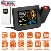 Atomic Projection Alarm Clock Radio Control Clock with WWVB Function Weather Station Dual AlarmsÊSnooze Outdoor Wireless Temperature Humidity Sensor