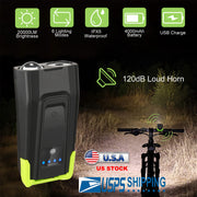 20000LM Bike Front Lights Set Bicycle Headlights w/120dB Loud Horn IPX5 Water-Resistant 4000mAh USB Rechargeable for Night Riding
