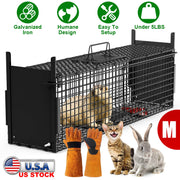 32in 2 Door Live Animal Cage Trap For Animals Under 12LBS Easy To Setup Humane Galvanized Iron Trap Cage For Rabbits Groundhogs Skunk Opossums Nutria