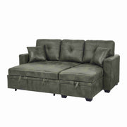 Sleeper Sofa with Pull-Out Bed, L-Shaped Sectional Couch with Reversible Chaise and Storage, Foil Fabric Upholstered Sof