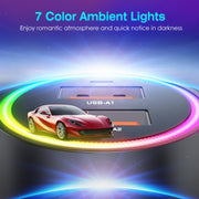 90W 3 Ports Fast Charge Car Charger QC3.0 PD3.0 USB Type-C LT Car Cigarette Lighter with Colorful Light Fit for IOS Phone iPad Samsung Goggle Pixel
