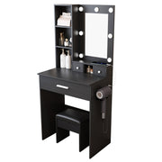 Vanity Desk Set with LED Lighted Mirror & Padded Stool
