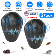 2 Pack Pest Control Device for Mosquitoes Cockroaches Rats Plug In Ultrasonic Insect Repellent Indoor for Bedroom Garage Warehouse Office