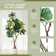 6FT Artificial Fiddle Leaf Fig Tree with White Pot
