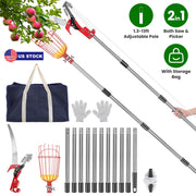 Extendable Pole Saw & Fruit Picker with 65Mn Steel Blade