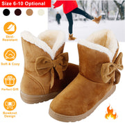 Women's Women's Snow Boots Super Soft Fabric Mid-Calf Winter Shoes Thickened Plush Warm Lining Shoes with  Anti-Slip Rubber Base Bowknot