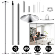 Stripper Dance Pole 45mm Spinning Static Dancing Pole with 88-108.1in Adjustable Height 551LBS Weight Capacity for Fitness Exercise Party Home Club Gy