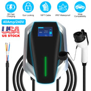 Level 2 Electric Vehicle Charger EV Wall Charger Car Charging Station with 2 Swipecards Digital Display Gun Locking for Home Garage