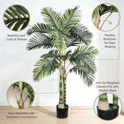 6FT Artificial Golden Cane Palm Tree with Black Pot
