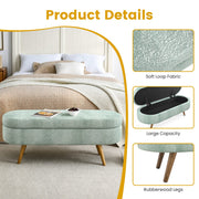 Oval Storage Ottoman Bench with Rubberwood Legs
