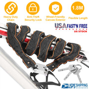 1.8M Bike Chain Lock w/ 3 Keys Heavy Duty Security Lock Bicycle Motorcycle Motor Bike Chain Lock
