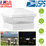 Solar Post Lights Garden Post Cap Light Solar LED Night Light White LED Lighting for 5x5 Inch Wood Post Fence Deck Patio-White