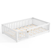 Montessori Floor Bed with Safety Guardrails and Lockable Door