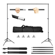 6.5 x 10ft Photo Video Studio Backdrop Background Stand Adjustable Heavy Duty Photography Backdrop Support Stand Set with Carrying Bag Clamps