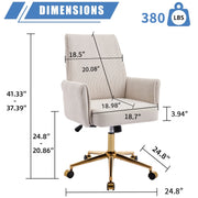 Mid-Back Velvet Office Chair with Memory Foam Cushion