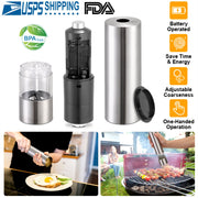 Electric Salt Pepper Grinder with Light Adjustable Coarseness Stainless Steel Salt Pepper Shaker Battery Operated Pepper Grinder Mill Easy Refill and