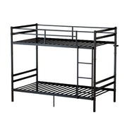 Twin Over Twin Metal Bunk Bed with Ladder and Guardrails