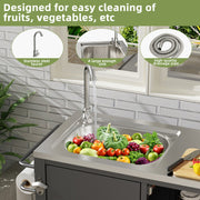 Outdoor Grill Cart with Sink, Storage & Fold-Down Side Table