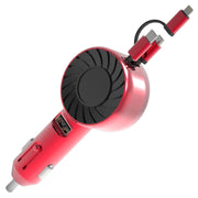 21W 3 In 1 Retractable Car Charger Fast Car Charger Mini Car Phone Charger with USB Port Type-C Cable LT & Micro Cable Fit For IOS Phone 15/14/13 And
