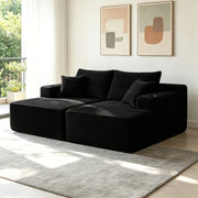 Sectional Couch with Double Chaise Lounge and Cup Holders