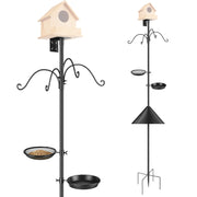 94Inch Squirrel Proof Bird Feeder Pole Heavy-Duty Bird House Pole Outdoor Bird Feeding Station with 5 Adjustable Heights 4 Shepherd Hooks Top & Side