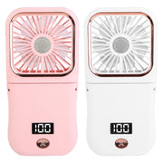 5 In 1 Folding Mini Fan Hands-free Rechargeable Neck Fan Handheld Fan with 3 Speeds Power Bank Phone Holder Neck Strap for Home Office Travel Dormitor