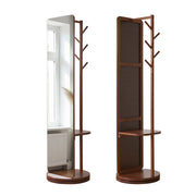 Full Length Rotating Mirror with Coat Rack & Storage Shelf