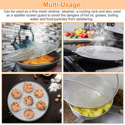 Grease Splatter ScreenÊ13in Stainless Steel Fine Mesh Splash Mesh Shield Hot Oil Stopper w/ Resting Feet For Frying Pan Cooking Woks Skillets Pots Pan