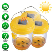 3Pack Solar Wasp Traps Outdoor Hanging Insect Catchers with UV Light for Paper Wasps Yellow Jackets Small Hornets Fruit Flies House Flies