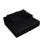 Sectional Couch with Double Chaise Lounge and Cup Holders