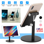 Cell Phone Stand Universal Tablets Phones Stand Holder Height Angle Adjustable Desktop Phone Stand No-Slip Aluminum Alloy Thick Case Friendly Phone Ho