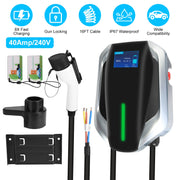 Level 2 Electric Vehicle Charger EV Wall Charger Car Charging Station with 2 Swipecards Digital Display Gun Locking for Home Garage