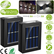 2Pcs Solar Deck Lights Outdoor 2LED Beads Waterproof Sensor Fence Stair Lamps For Patio Landscape Yard White Lighting Color