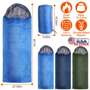 3-Season Sleeping Bag for Adults with Carry Bag 32-50°F