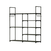 5 Tiers Plus 3 Tiers Shoe Rack Metal Shoe Storage Shelf Free Standing Shoe Stand 16+ Pairs Shoe Tower Unit Tall Shoe Organizer with 2 Row Hooks for En