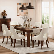 Upholstered Dining Chairs Set of 2 with Curved Rubberwood Legs