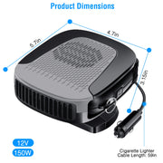 12V 150W Portable Car Heater & Fan | 2-in-1 Defroster/Demister