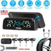 Wireless Solar Car Tire Pressure Monitoring System Auto Tire Pressure Monitor with Built-in Sensors Temperature Alarm for Car SUV Sedan RV