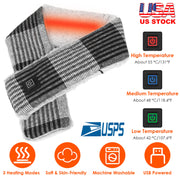 Electric Heated Scarf USB Heating Neck Wrap Unisex Winter Heated Neck Shawl Soft Warm Scarves w/ 3 Heating Modes