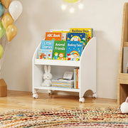 Kids Bookshelf with Wheels - 3-Tier Front Display Organizer