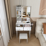 Vanity Desk Set with Lighted Mirror, 4 Drawers & Stool