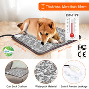 Pet Heating Pad Dog Cat Electric Heating Mat Waterproof Adjustable Warming Blanket with Chew Resistant Steel Cord Case