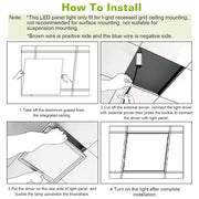 48W 2 2FT LED Panel Light 5800LM 7000K Ceiling Lighting 150W Equivalent LED Troffer Recessed Edge-Lit