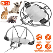 Animal Spring Trap 2-Pack Iron Snap Trap for Pest Control