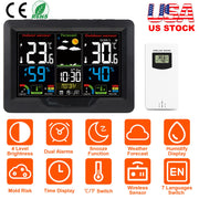 Electric Weather Station Snooze Alarm Clock Wireless Sensor Indoor Outdoor Thermometer Humidity Weather Forecast Temperature Frost Alert with Backligh
