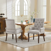 Tufted Dining Chair with Nailhead Trim & Curved Wood Legs