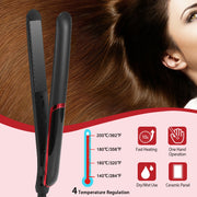 Hair Straightener Curling Iron 2 In 1 Twist Hair Straightener Ceramic Plate Hair Curler w/ Temperature Adjust LCD Display Glove