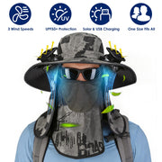 Solar Fan Hat with UPF50+ Sun Protection and Neck Flap