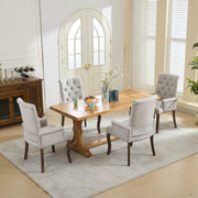 Tufted Dining Chair with Nailhead Trim & Curved Wood Legs